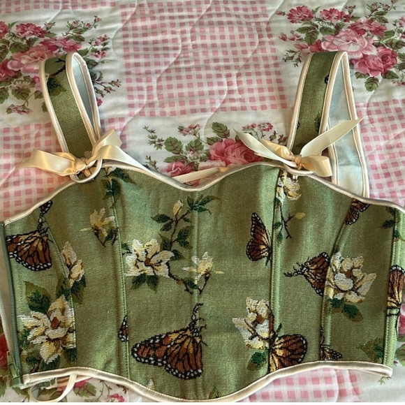 Green Butterfly Corset - Picture 1 of 4
